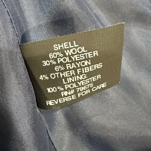 MICHAEL KORS WOMENS FULL ZIP OVERCOAT SIZE 0X NAVY BLUE WOOL - Picture 6 of 6